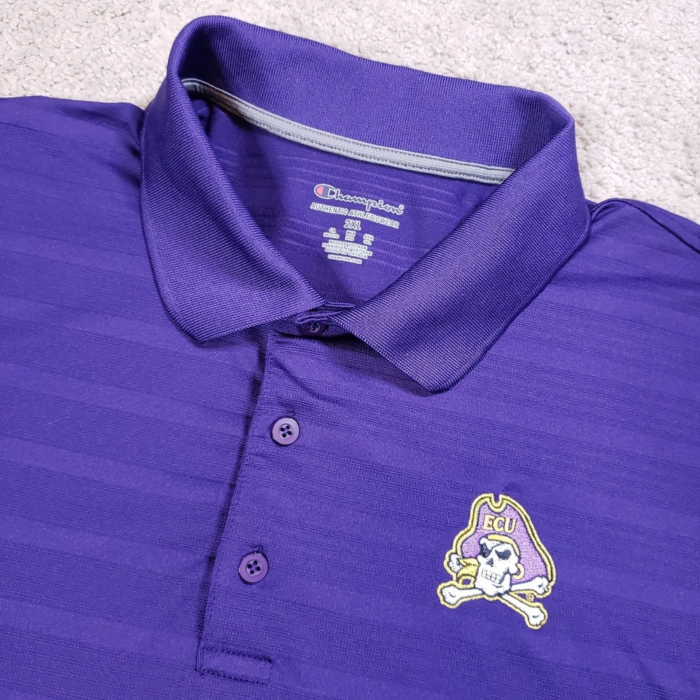 East Carolina Pirates Polo Shirt Men 2XL Purple‎ Performance Stretch Champion